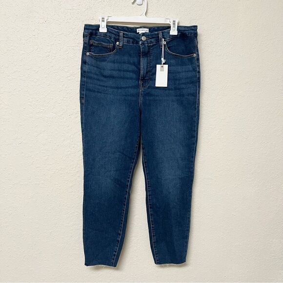 NWT Good American High Rise Crop Skinny Jeans Size 4/27 Blue Denim